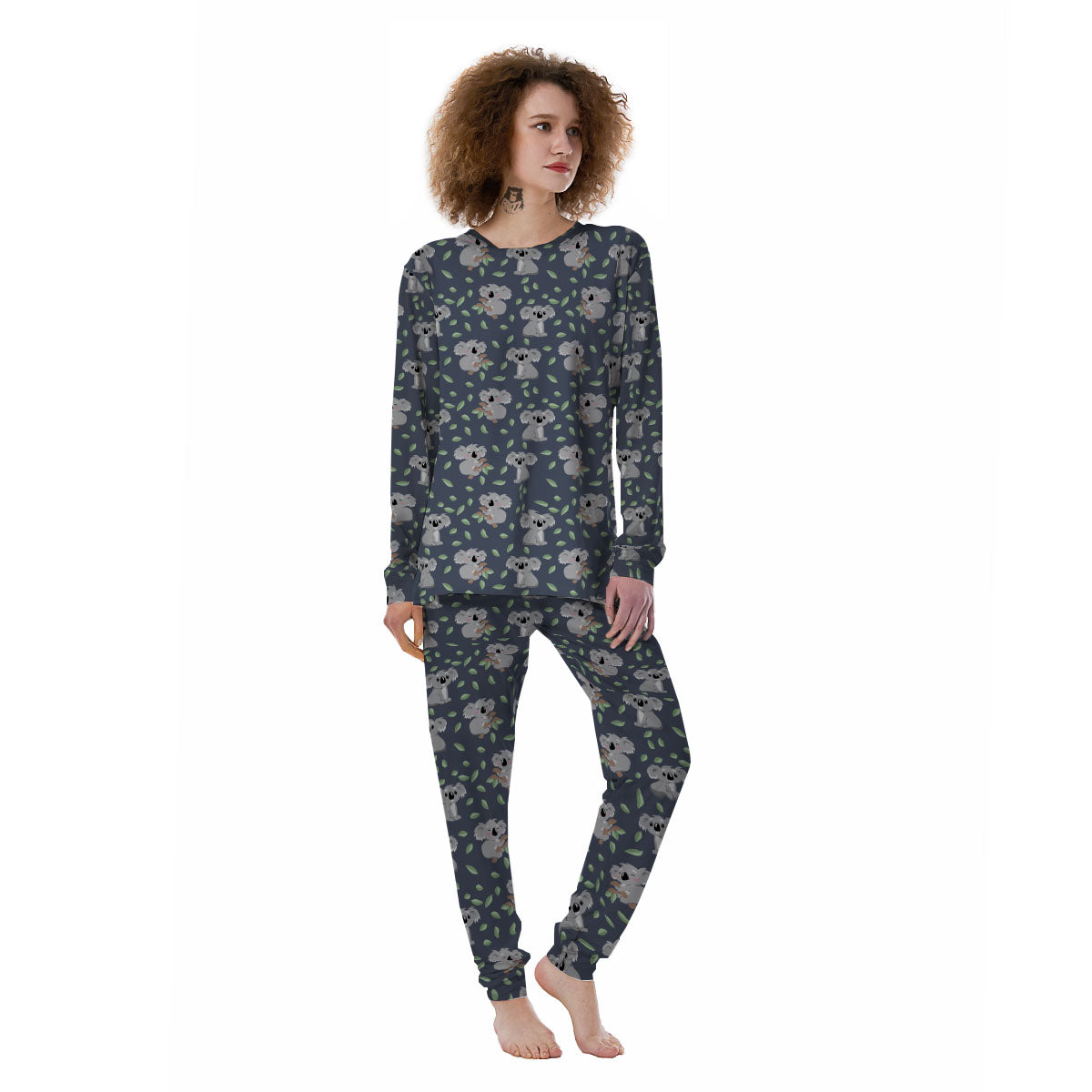 Koala Grey Print Pattern Women's Pajamas-grizzshop