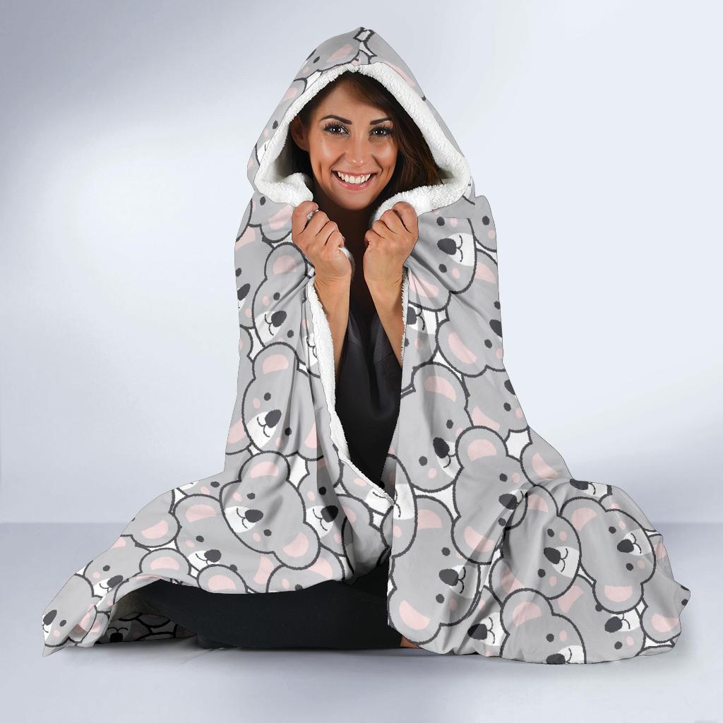 Koala Pattern Print Hooded Blanket-grizzshop