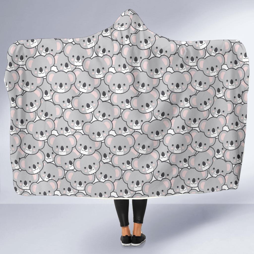 Koala Pattern Print Hooded Blanket-grizzshop