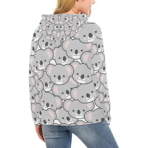 Koala Pattern Print Women Pullover Hoodie-grizzshop