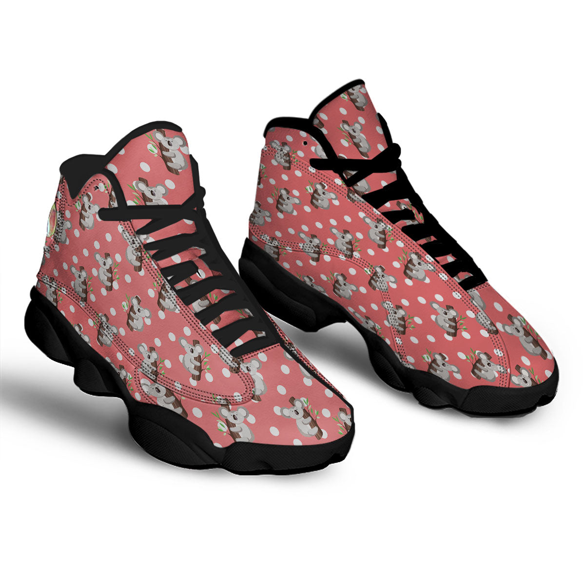 Koala Polka Dot Print Pattern Black Basketball Shoes-grizzshop