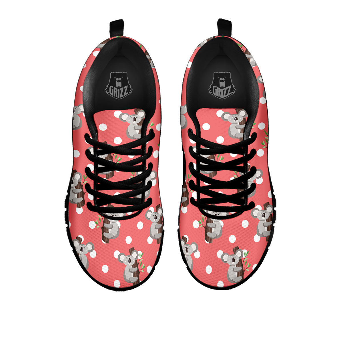 Koala Polka Dot Print Pattern Black Sneaker-grizzshop