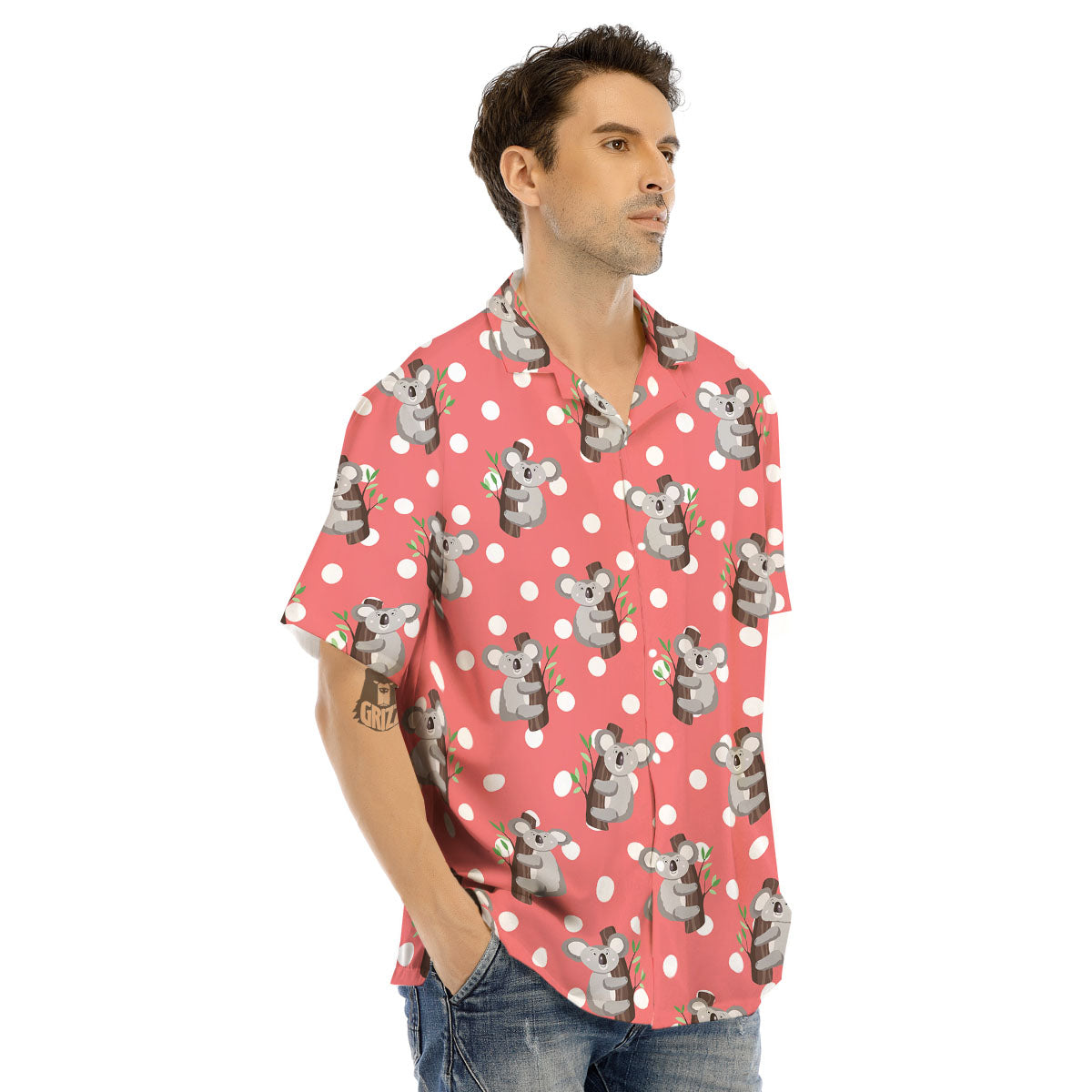 Koala Polka Dot Print Pattern Men's Hawaiian Shirt-grizzshop