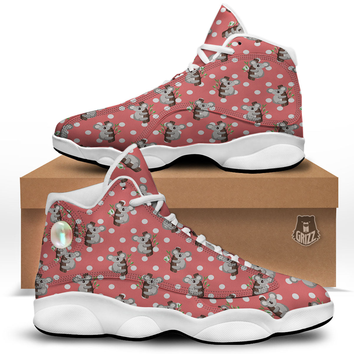 Koala Polka Dot Print Pattern White Basketball Shoes-grizzshop