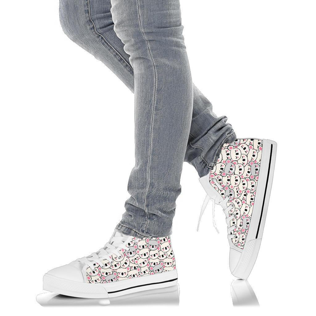 Koala Print Pattern Men Women's High Top Shoes-grizzshop