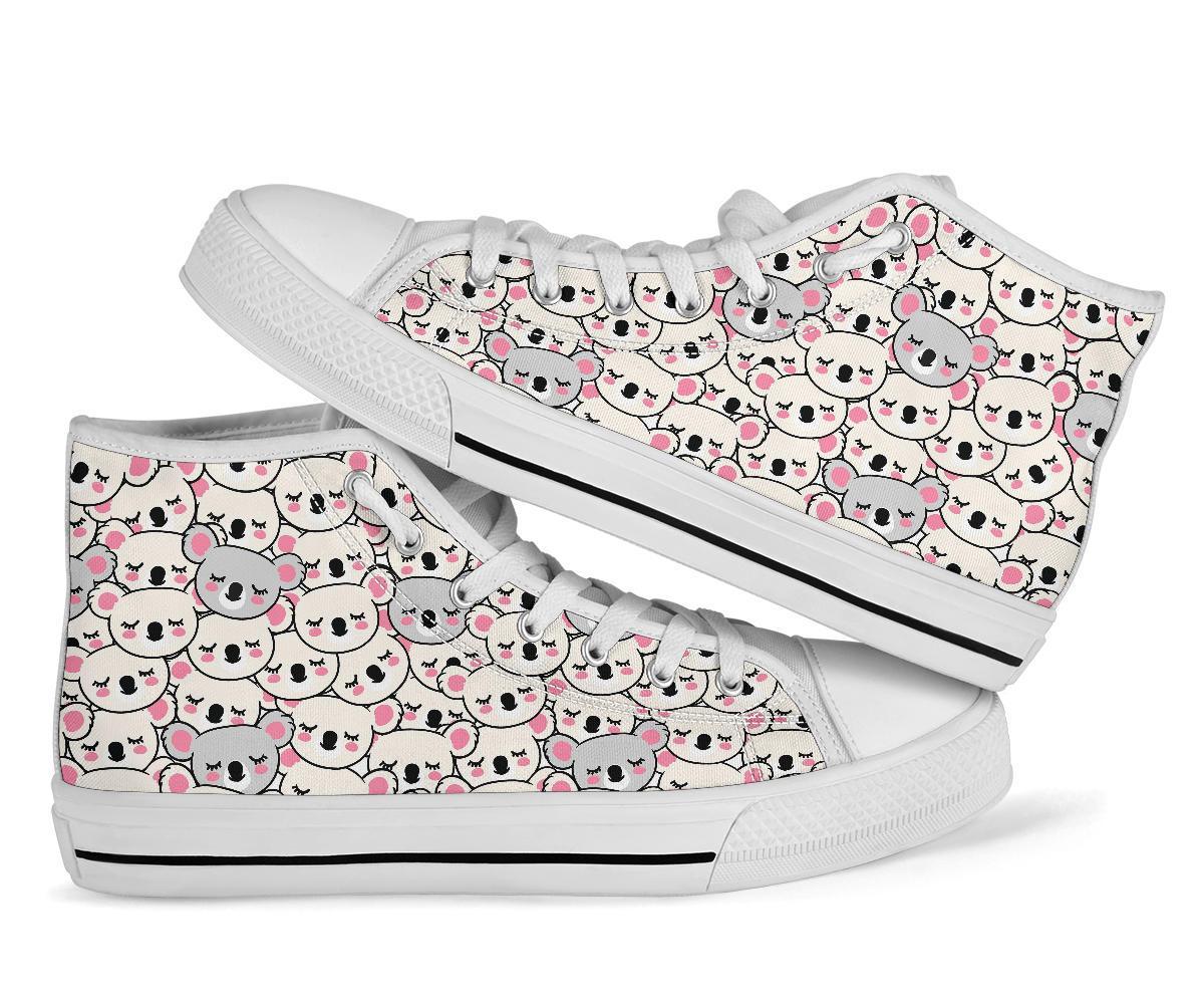 Koala Print Pattern Men Women's High Top Shoes-grizzshop