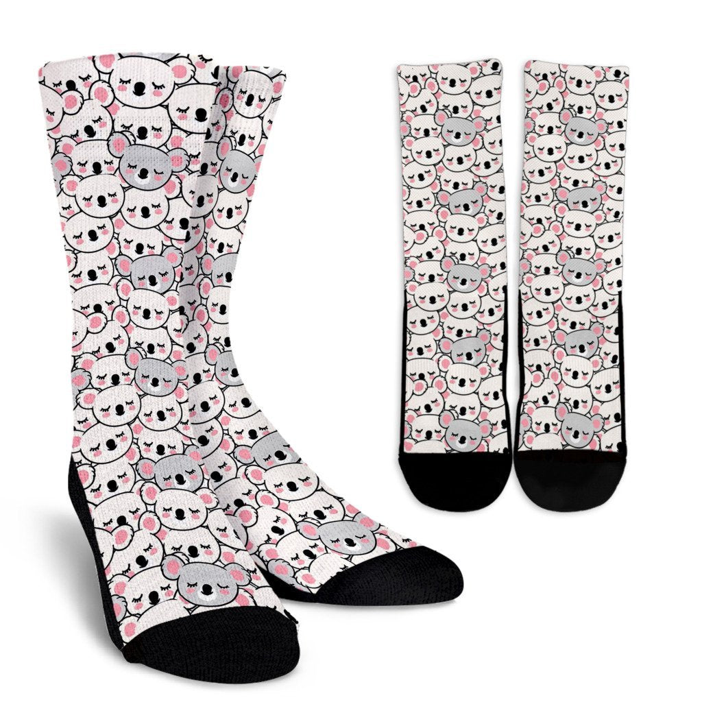 Koala Print Pattern Unisex Crew Socks-grizzshop