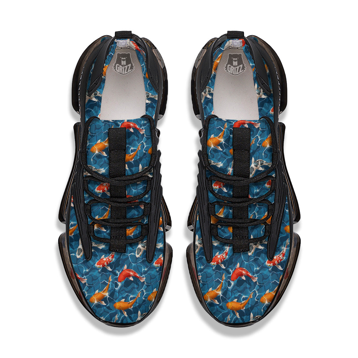 Koi Carps Print Pattern Black Gym Shoes-grizzshop