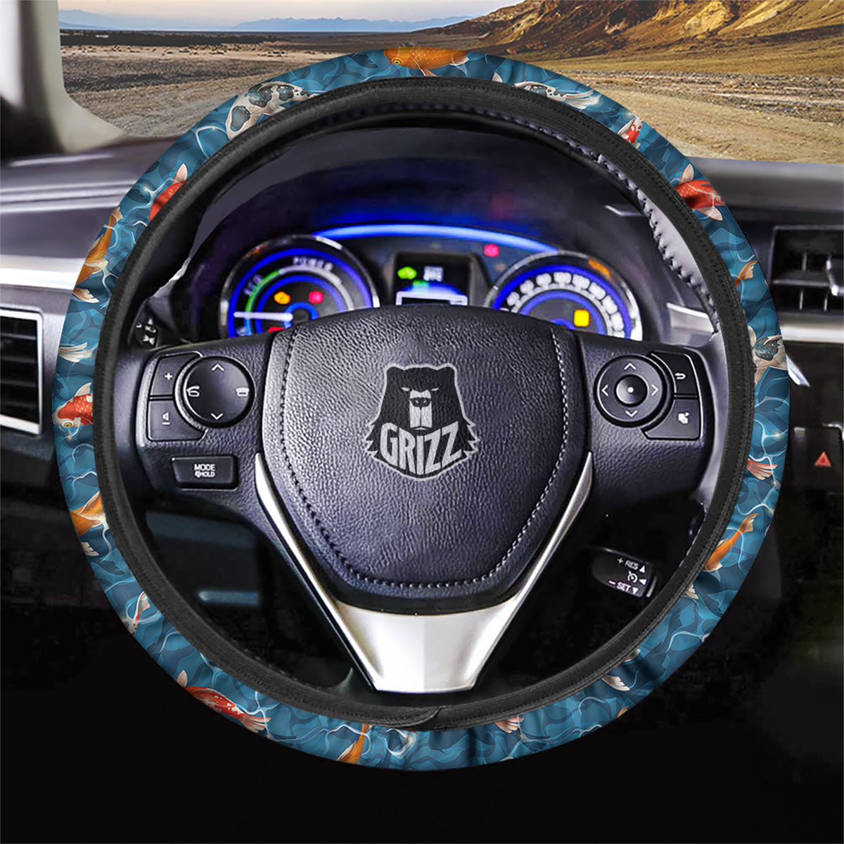 Koi Carps Print Pattern Car Steering Wheel Cover-grizzshop