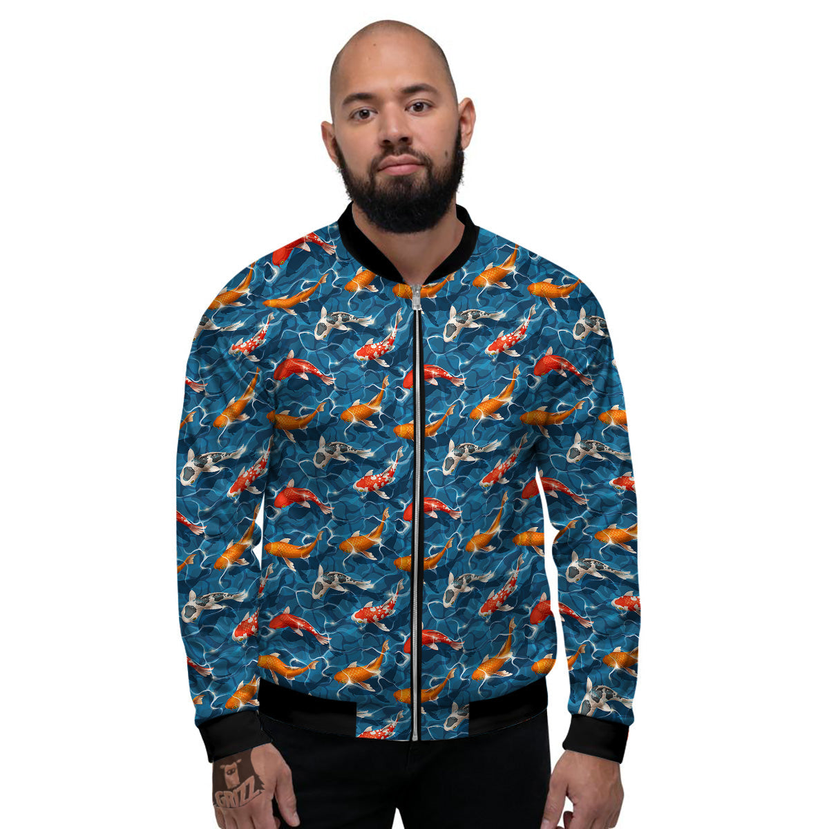 Koi Carps Print Pattern Men's Bomber Jacket-grizzshop