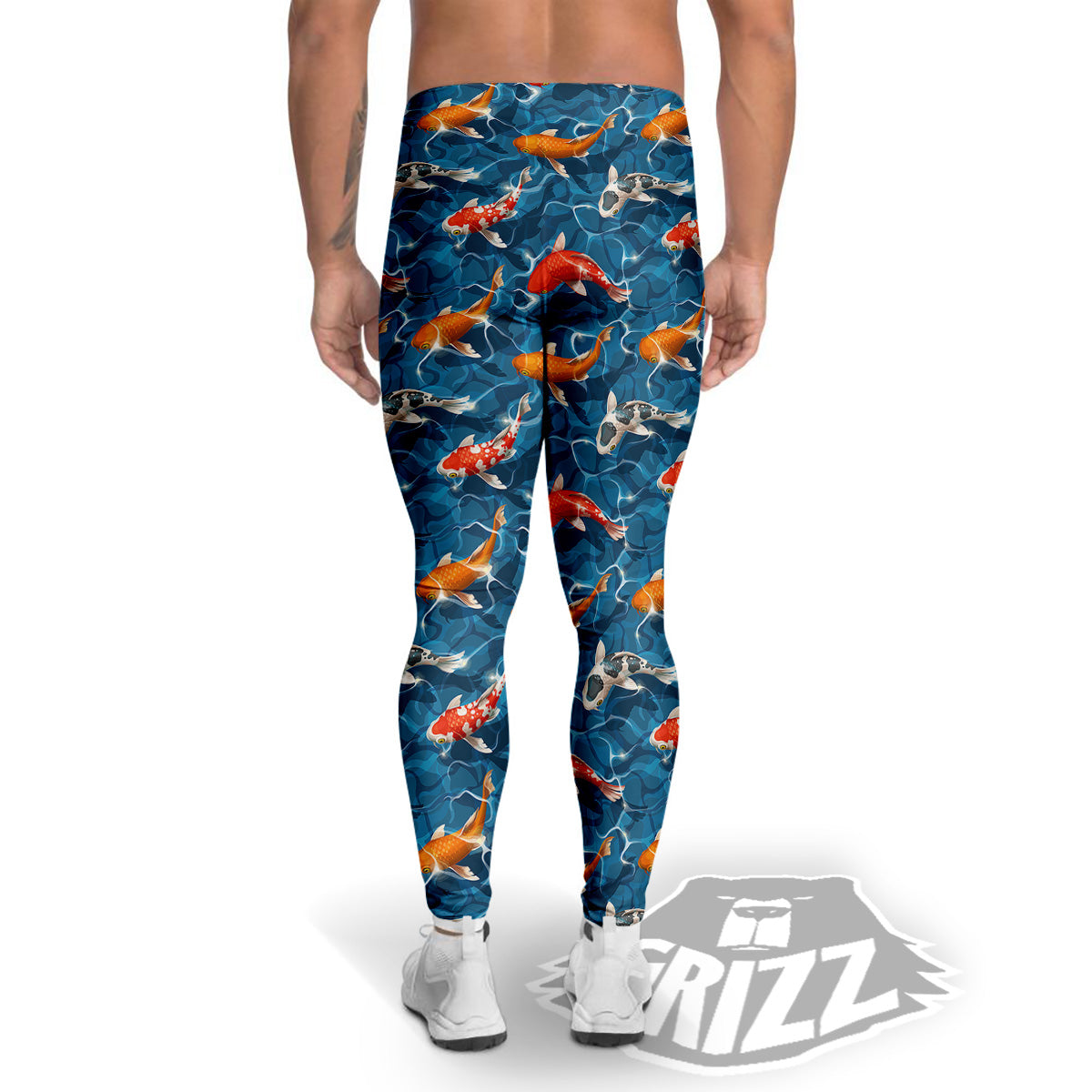 Koi Carps Print Pattern Men's Leggings-grizzshop