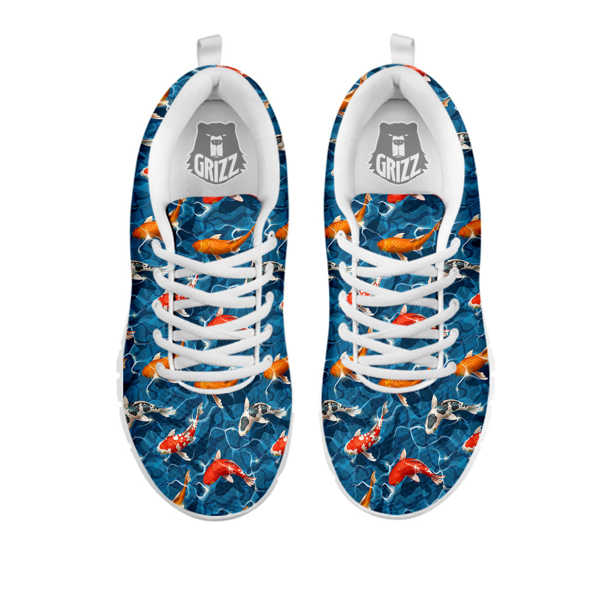 Koi Carps Print Pattern White Sneaker-grizzshop