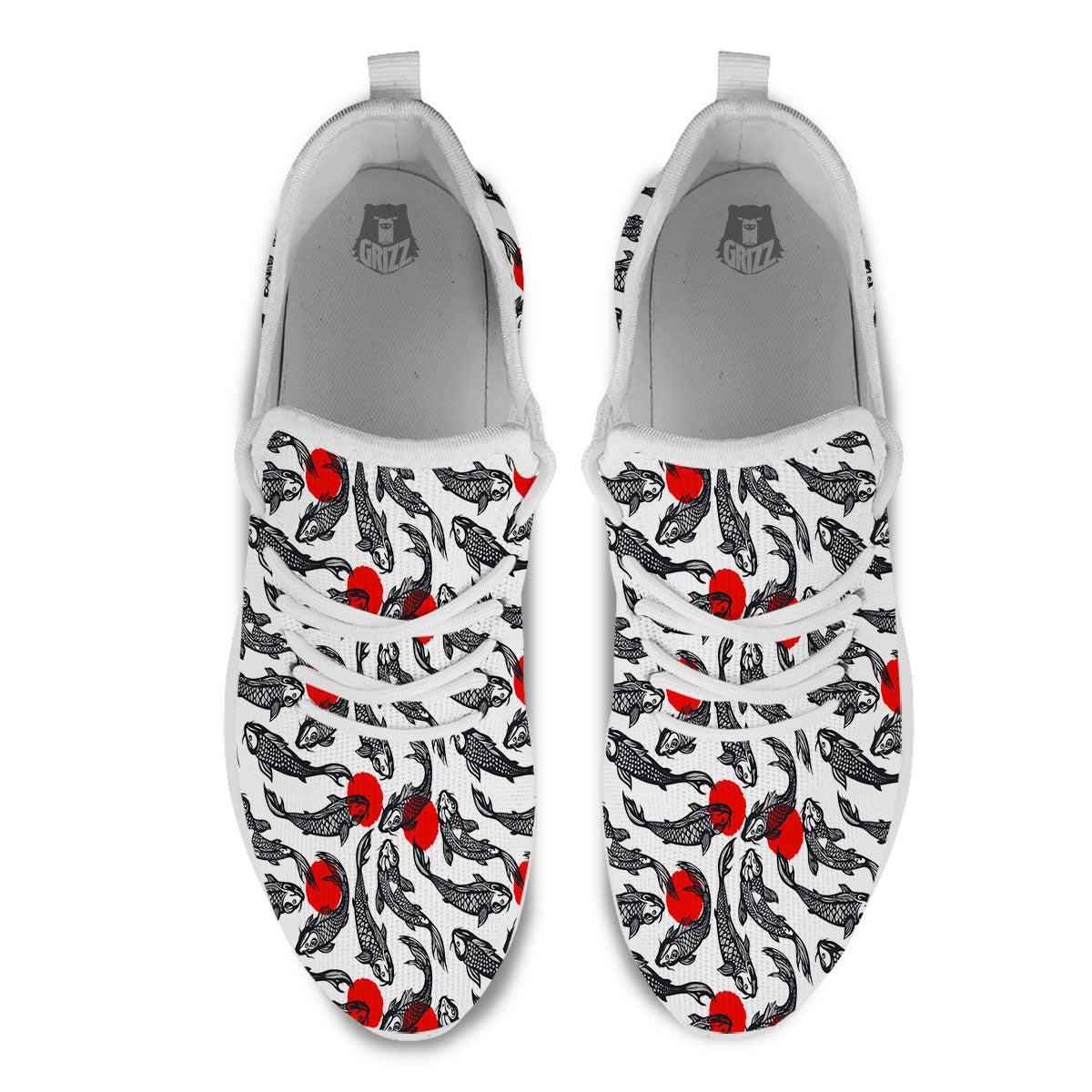 Koi Fish Carp Japanese Print Pattern White Athletic Shoes-grizzshop