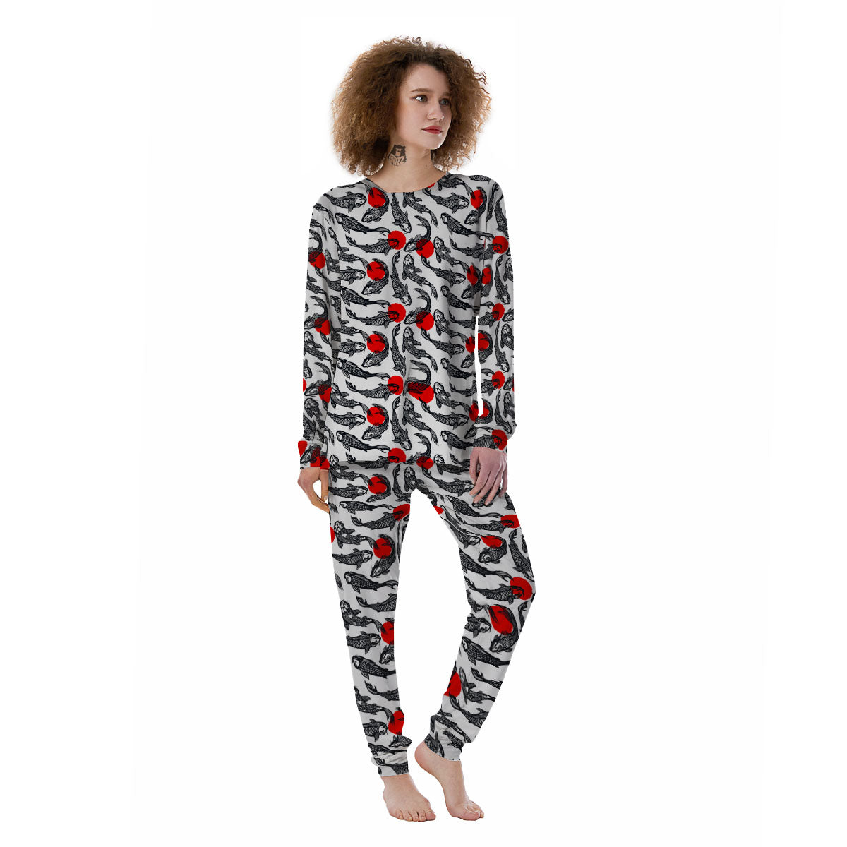 Koi Fish Carp Japanese Print Pattern Women's Pajamas-grizzshop