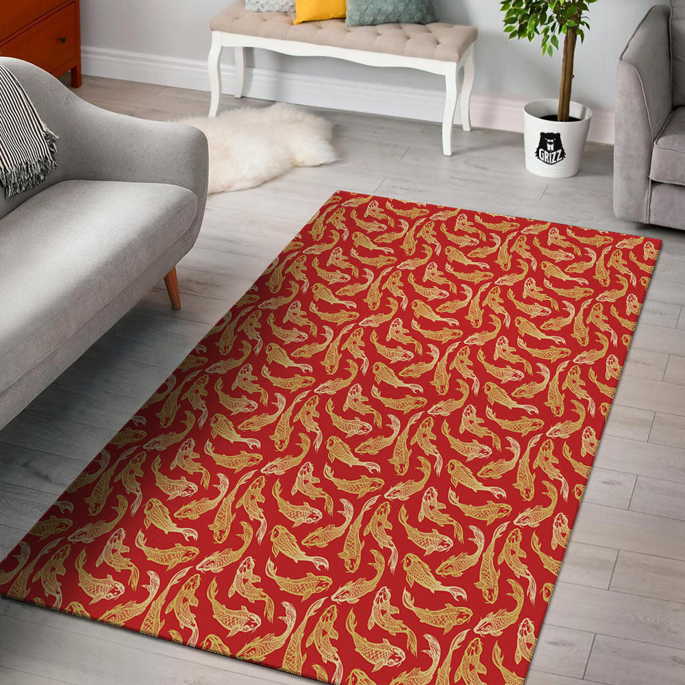 Koi Fish Chinese Print Pattern Floor Mat-grizzshop