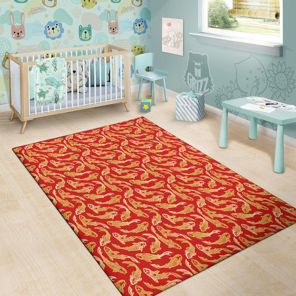 Koi Fish Chinese Print Pattern Floor Mat-grizzshop