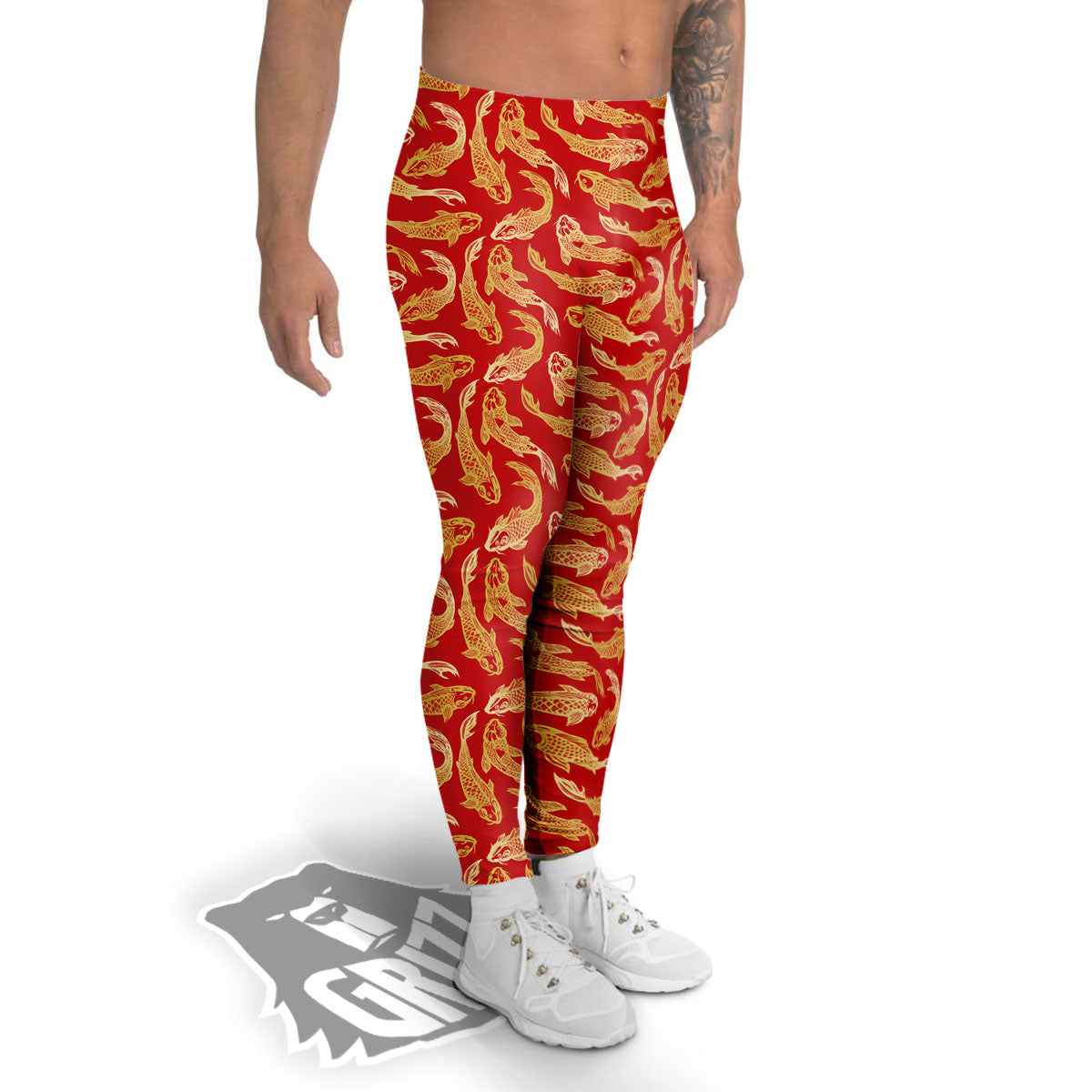 Koi Fish Chinese Print Pattern Men's Leggings-grizzshop