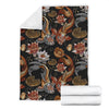 Koi Fish Crochet Lotus Pattern Print Blanket-grizzshop