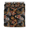 Koi Fish Crochet Lotus Pattern Print Duvet Cover Bedding Set-grizzshop