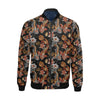 Koi Fish Crochet Lotus Pattern Print Men's Bomber Jacket-grizzshop