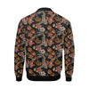 Koi Fish Crochet Lotus Pattern Print Men's Bomber Jacket-grizzshop