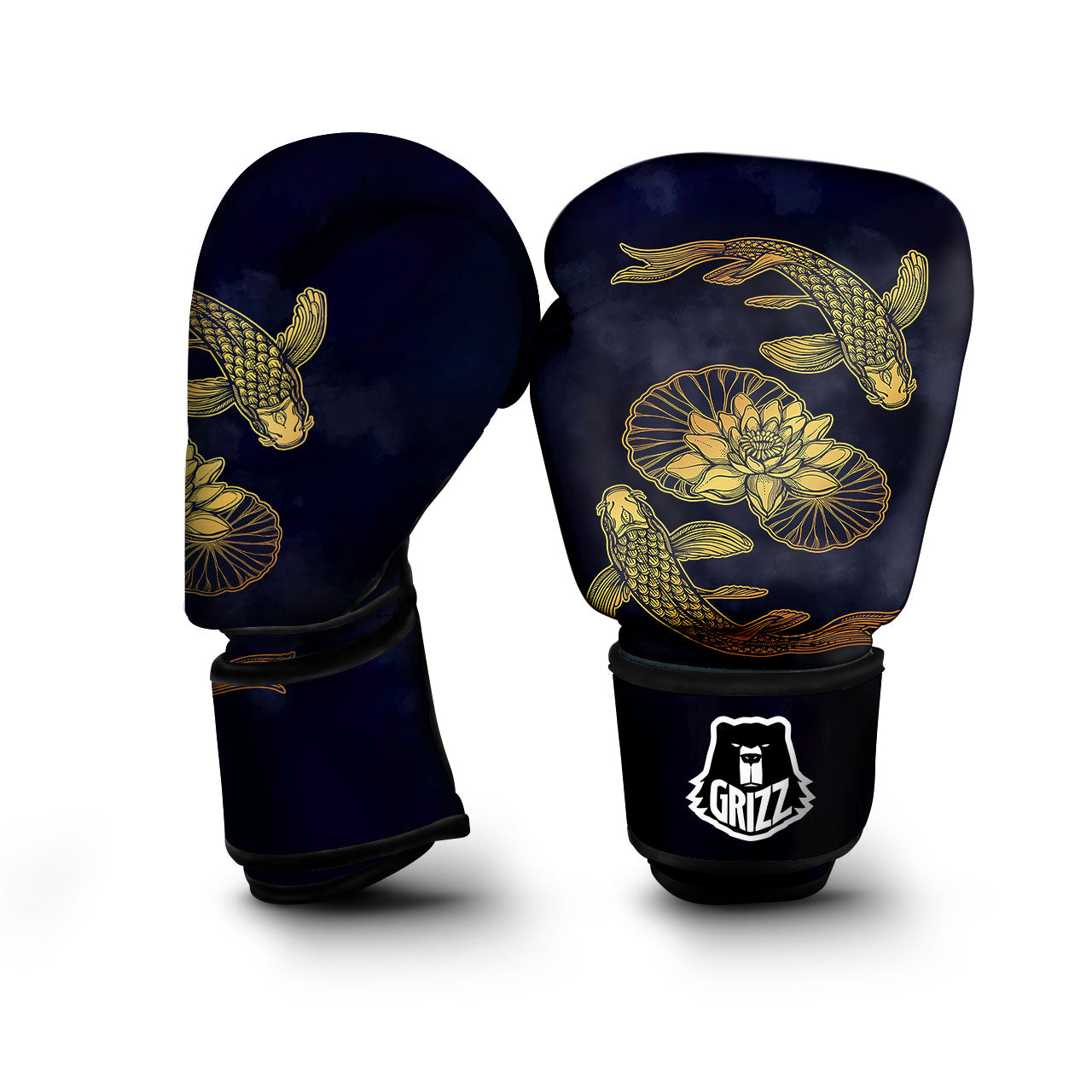 Koi Fish Golden Spiritual Print Boxing Gloves-grizzshop