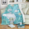 Koi Fish Lotus Pattern Print Blanket-grizzshop