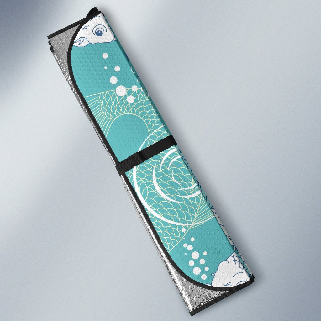Koi Fish Lotus Pattern Print Car Sun Shade-grizzshop