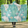 Koi Fish Lotus Pattern Print Hooded Blanket-grizzshop