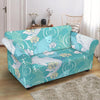 Koi Fish Lotus Pattern Print Loveseat Cover-grizzshop