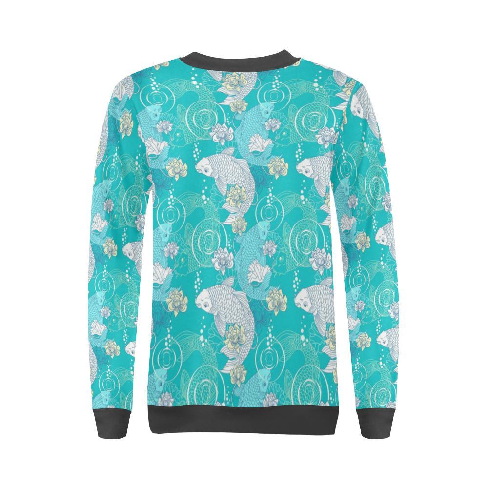 Koi Fish Lotus Pattern Print Women's Sweatshirt-grizzshop