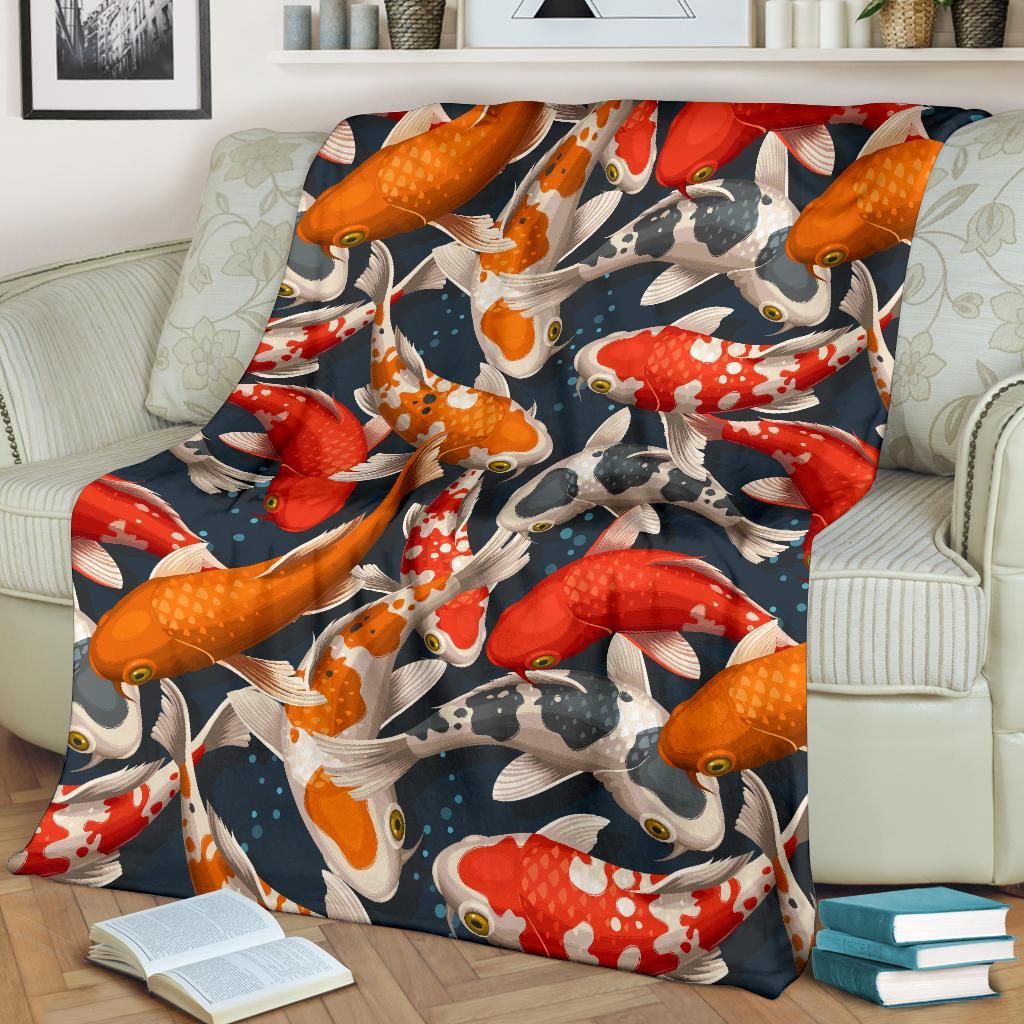 Koi Fish Pattern Print Blanket-grizzshop