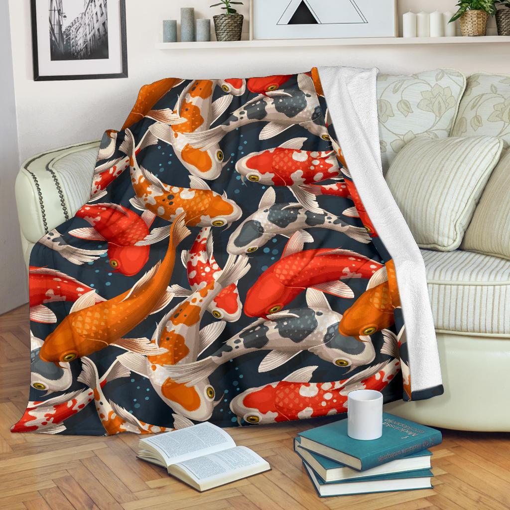 Koi Fish Pattern Print Blanket-grizzshop