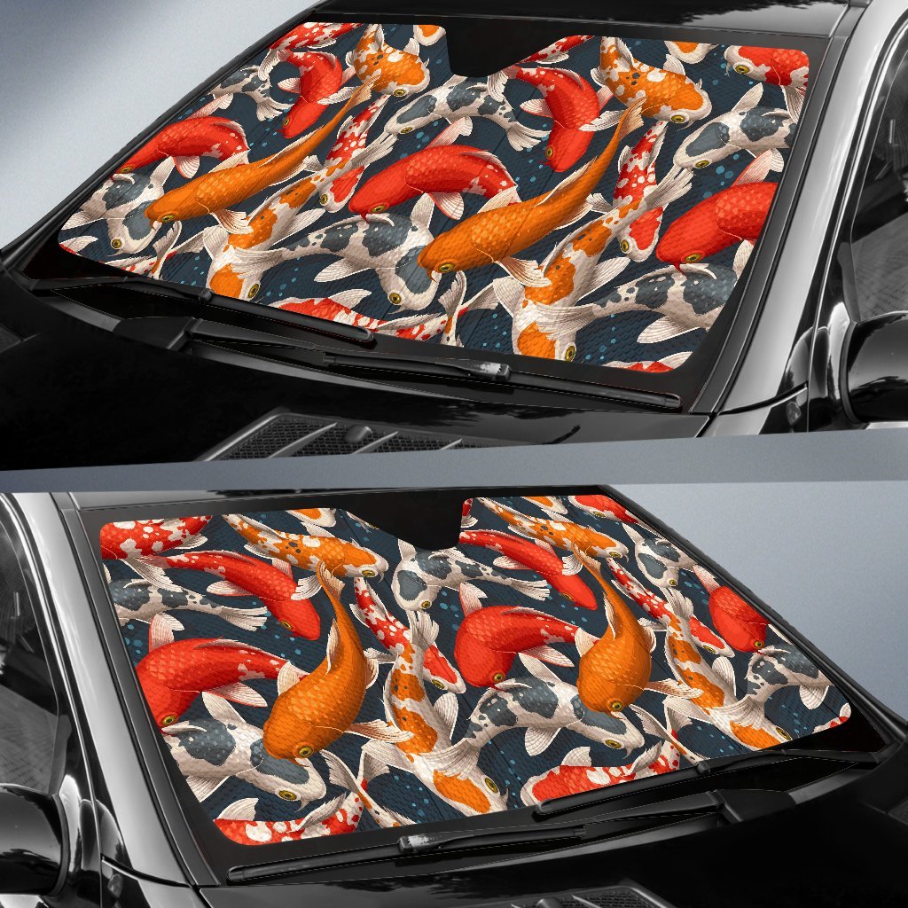 Koi Fish Pattern Print Car Sun Shade-grizzshop