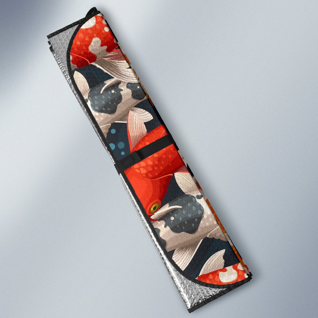 Koi Fish Pattern Print Car Sun Shade-grizzshop