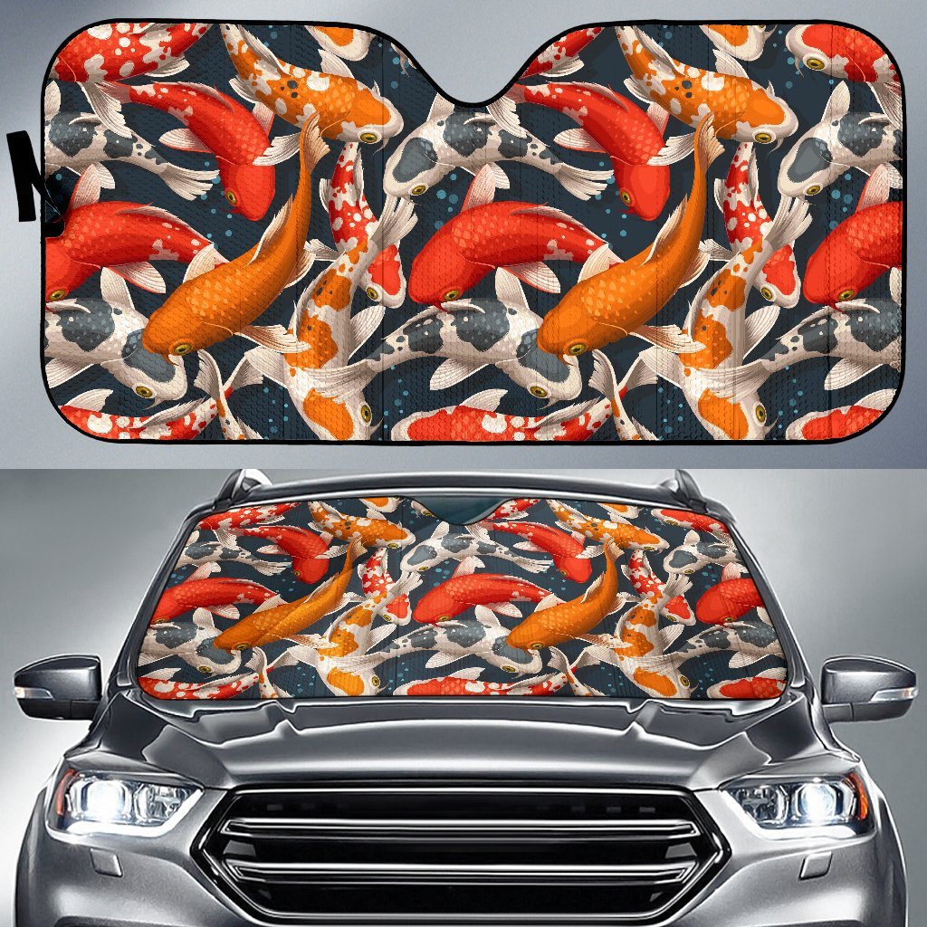 Koi Fish Pattern Print Car Sun Shade-grizzshop