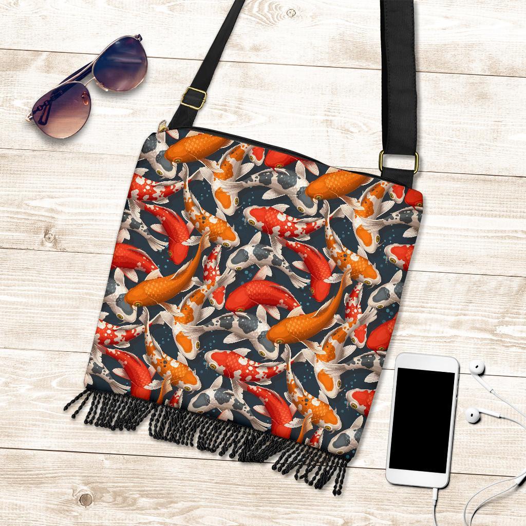 Koi Fish Pattern Print Crossbody Bags-grizzshop