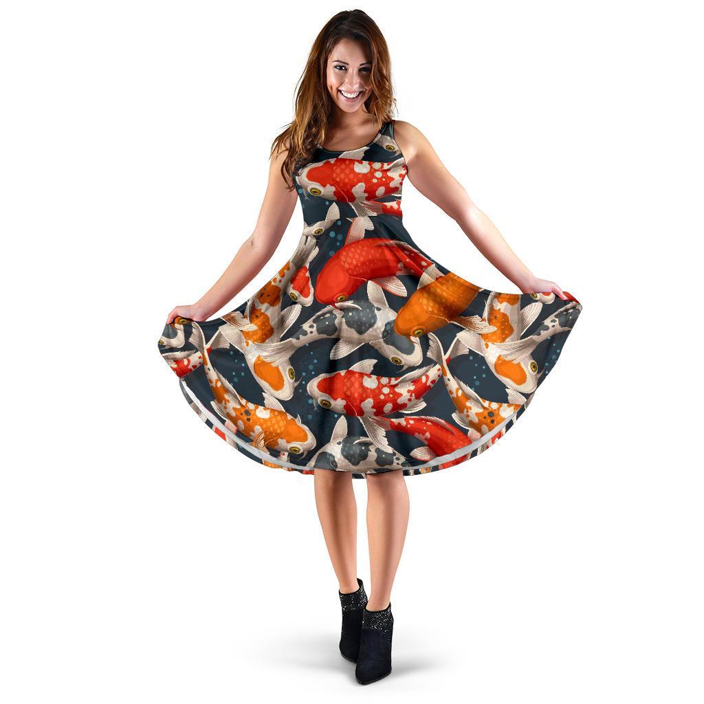 Koi Fish Pattern Print Dress-grizzshop