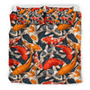 Koi Fish Pattern Print Duvet Cover Bedding Set-grizzshop