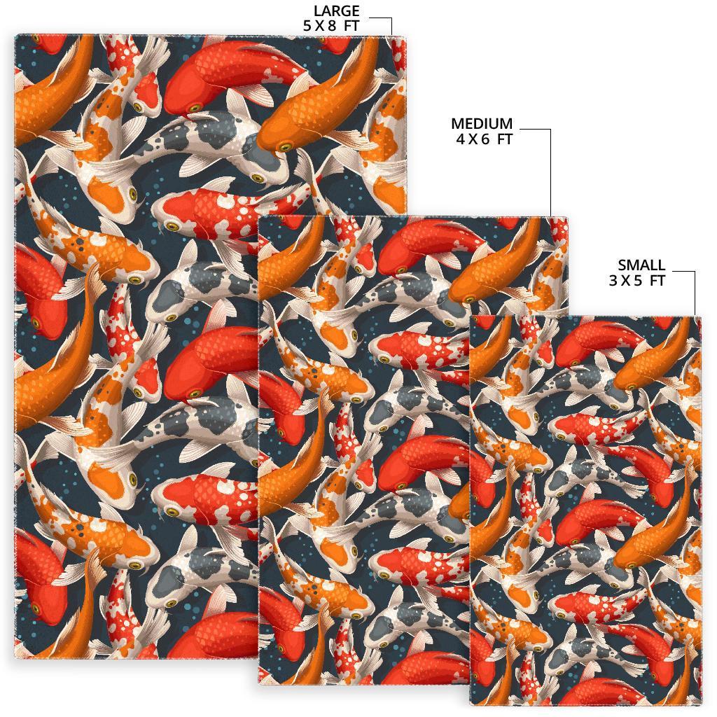 Koi Fish Pattern Print Floor Mat-grizzshop