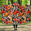Koi Fish Pattern Print Hooded Blanket-grizzshop