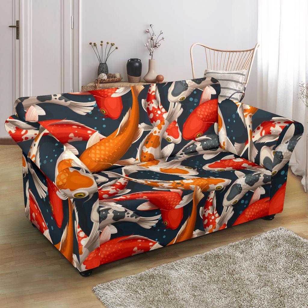 Koi Fish Pattern Print Loveseat Cover-grizzshop