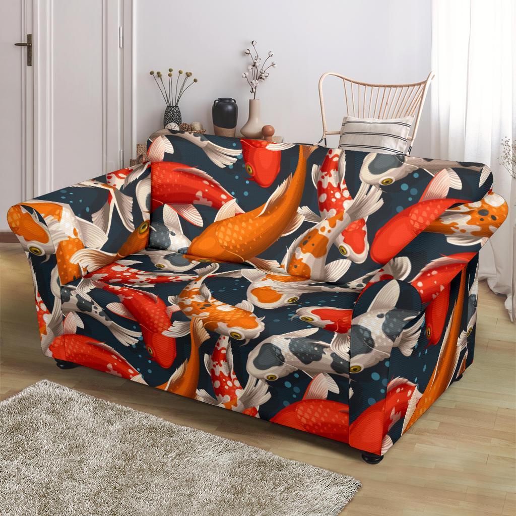 Koi Fish Pattern Print Loveseat Cover-grizzshop