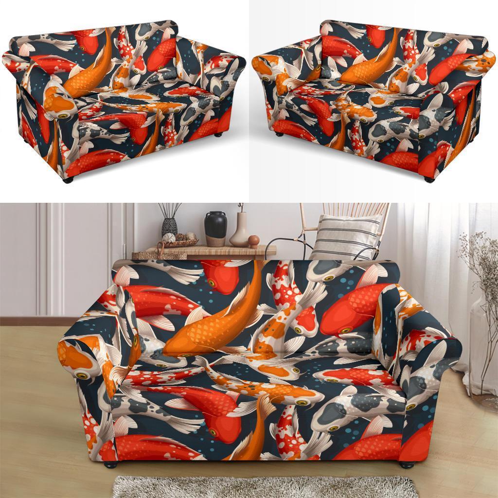 Koi Fish Pattern Print Loveseat Cover-grizzshop