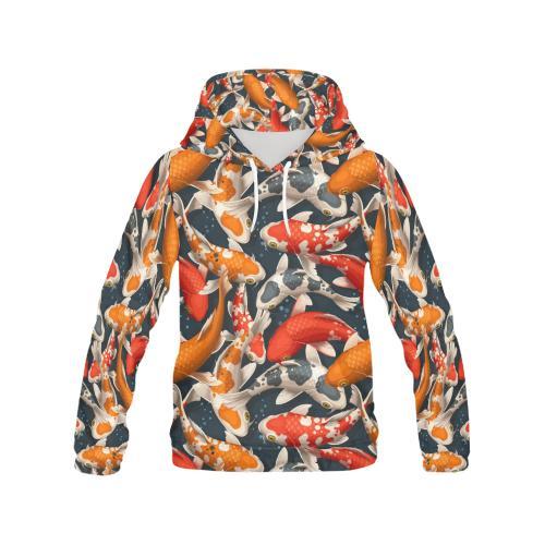 Koi Fish Pattern Print Men Pullover Hoodie-grizzshop
