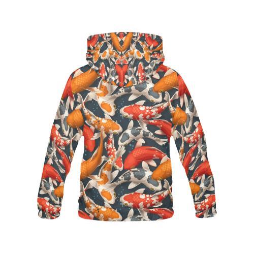 Koi Fish Pattern Print Men Pullover Hoodie-grizzshop