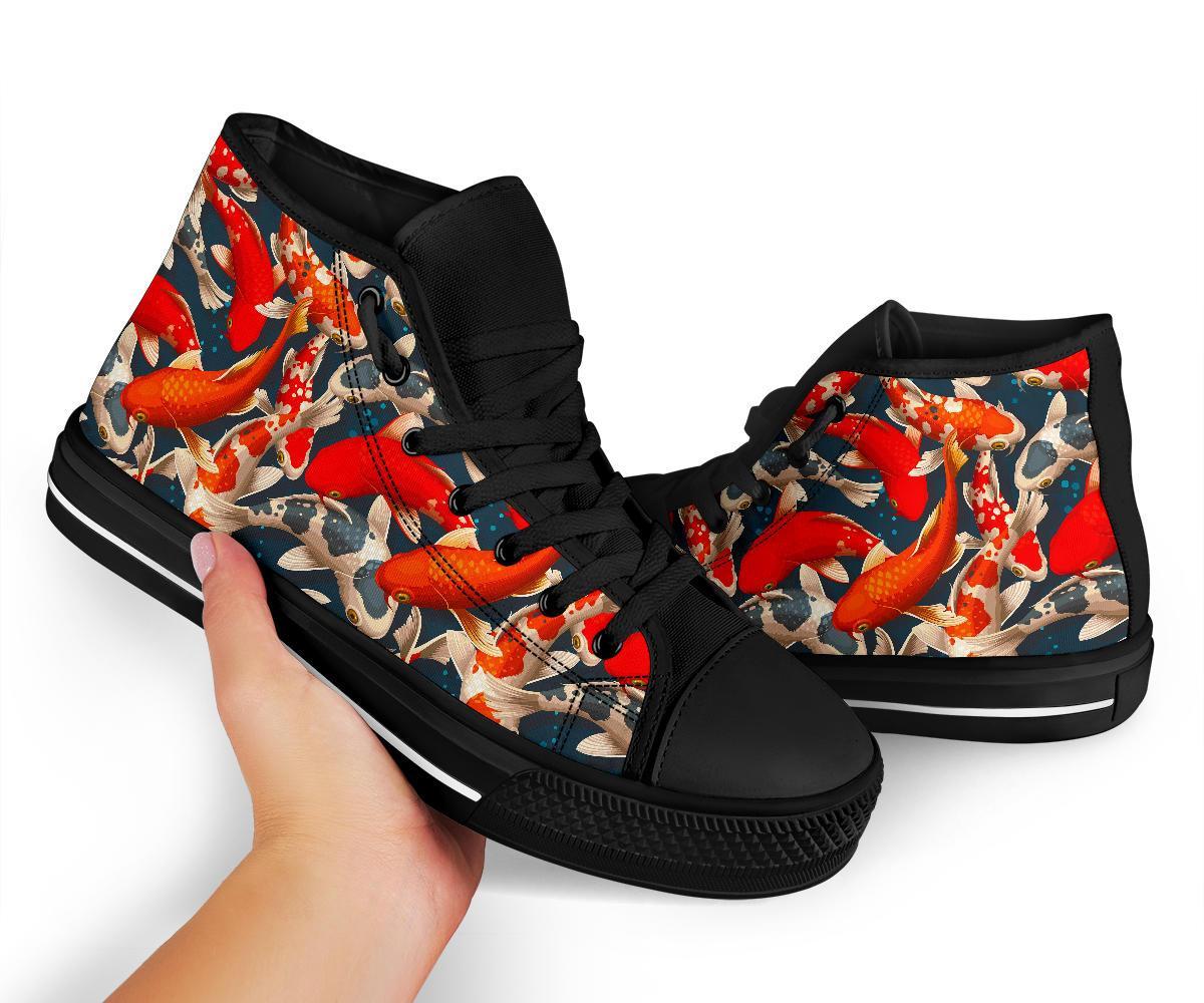 Koi Fish Pattern Print Men Women's High Top Shoes-grizzshop