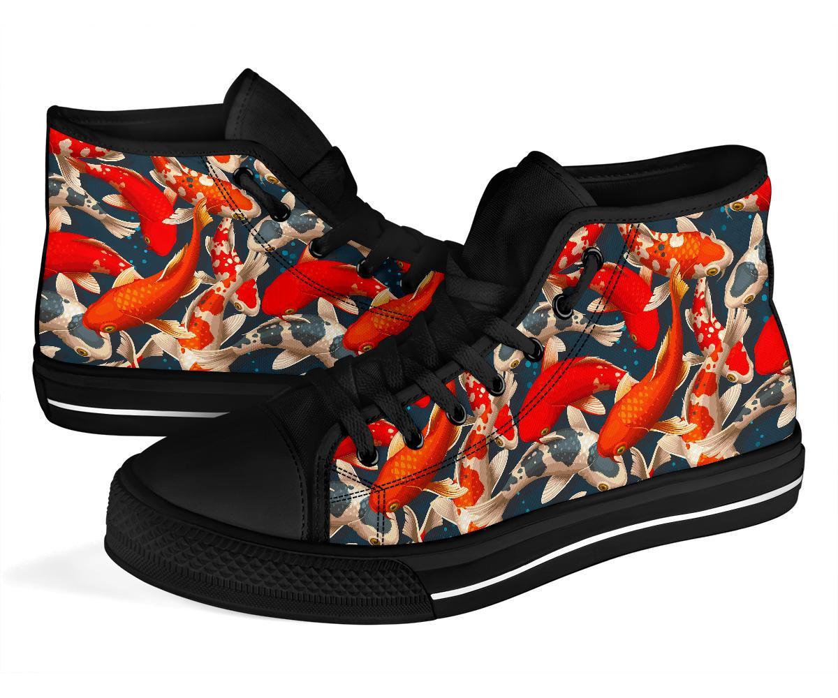 Koi Fish Pattern Print Men Women's High Top Shoes-grizzshop