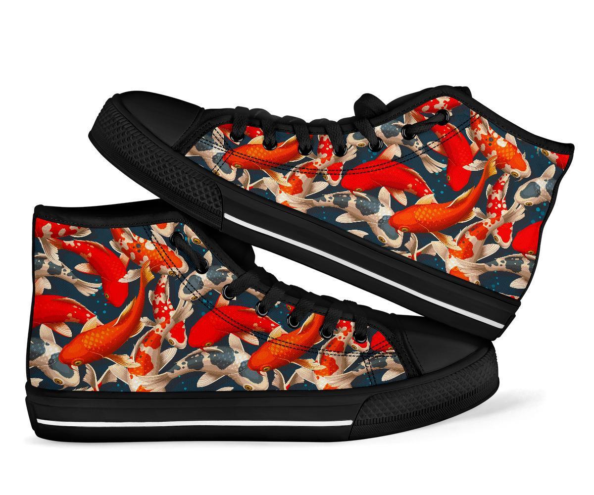 Koi Fish Pattern Print Men Women's High Top Shoes-grizzshop