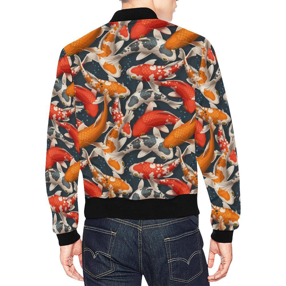 Koi Fish Pattern Print Men's Bomber Jacket-grizzshop
